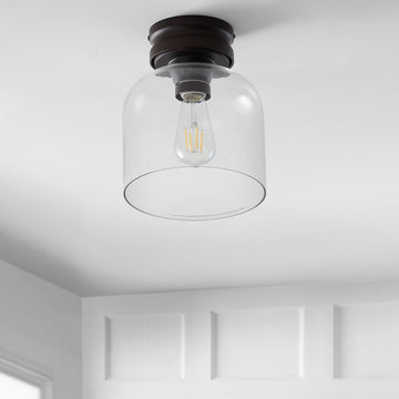 Domenic 7.75" Metal/Glass LED Flush Mount - JONATHAN Y